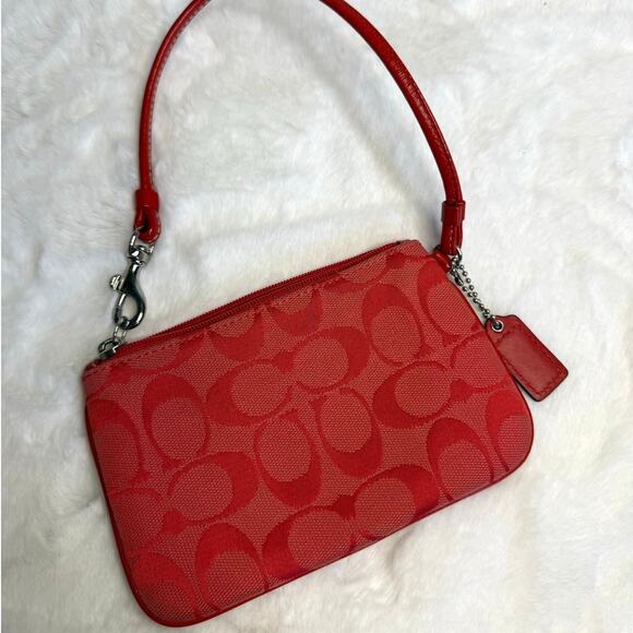 y2k COACH Red Signature Canvas Wristlet - Picture 2 of 4
